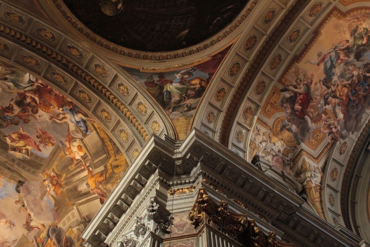 Ornate painted cathedral ceiling
